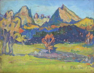 Werkverzeichnis Nr. 1020,  1977, Watzmann von Bischofswiesen, Öl auf Karton, 37,7 x 48,0 cm,
						bez. u.r.:  K. Sommer 77