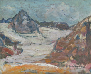 Werkverzeichnis Nr. 1023, 1977, Stubaier Alpen,  Öl auf Karton, 37,0 x 45,0 cm
						bez. u.r.:  K. Sommer 77