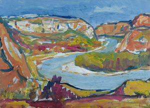 Werkverzeichnis Nr. 1051, um 1977, Ardeche,  Öl auf Karton, 38,2 x 52,9 cm