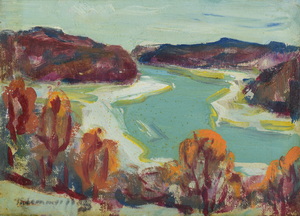 Werkverzeichnis Nr. 1074, 1978, Isar,  Öl auf Karton, 24,2 x 34,2 cm,
						bez. u.l.:  K. Sommer 78