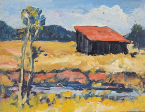 Werkverzeichnis Nr. 1096, um 1978, Dachauer Moos,  Öl auf Karton, 37,0 x 48,0 cm