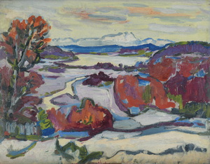 Werkverzeichnis Nr. 1132, 1979, Starnberger See, Würmsee, Acryl auf Karton 38,2 x 48,9 cm<br>
						bez. auf der Rückseite des Gemäldes:  Würmsee Febr. 79