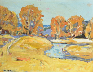 Werkverzeichnis Nr. 1161,  1980, Windach, Öl auf Karton 38,0 x 49,0 cm,
						bez. u.l.: Windach 80