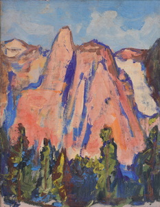Werkverzeichnis Nr. 1223, um 1981, Berg, Acryl auf Hartfaser, 48,5 x 37,5 cm