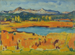Werkverzeichnis Nr. 1226, um 1982, Ostersee, Öl auf Karton 38,8 x 53,0 cm