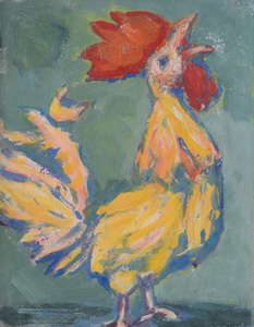 Werkverzeichnis Nr. 1286, um 1982, Weißer Hansi, Acryl auf Karton, 48,5 x 37,3 cm