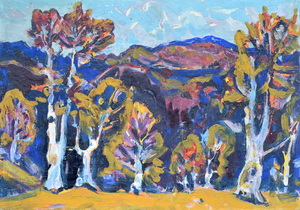 Werkverzeichnis Nr. 1334, um 1983, Blick auf den Untersberg, Öl auf Karton, 57,0 x 80,2 cm