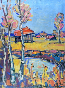 Werkverzeichnis Nr. 1372, um 1985, Dachauer Moos, Öl auf Karton, 79,8 x 58,8 cm