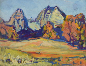 Werkverzeichnis Nr. 1379, um 1985, Watzmann, Acryl auf Karton, 37,5 x 44,9 cm