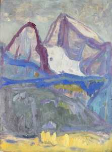 Werkverzeichnis Nr. 1380, um 1985, Watzmann, Öl auf Karton, 48,8 x 37,0 cm