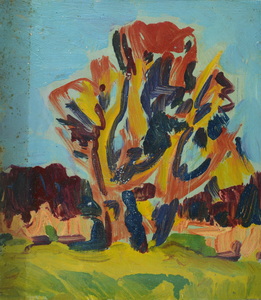 Werkverzeichnis Nr. 1376,  1985, Baumskizze, Acryl auf Karton, 30,9 x 26,8 cm