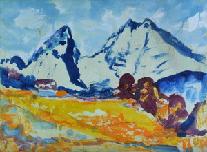 Werkverzeichnis Nr. 1381, um 1985, Watzmann, Öl auf Karton, 43,3 x 59,0 cm