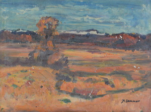 Werkverzeichnis Nr. 1370, um 1985, Mooslandschaft mit Baum, Öl auf Karton, 44,8 x 59,3 cm, bez. u.r.: K. Sommer