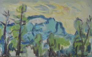 Werkverzeichnis Nr. 1426, um 1986, Untersberg, Acryl auf Karton, 25,0 x 39,9 cm