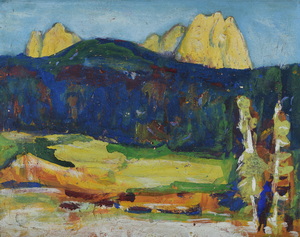 Werkverzeichnis Nr. 1428,  1986, Hochkalter, Acryl auf Karton, 37,7 x 48,6 cm