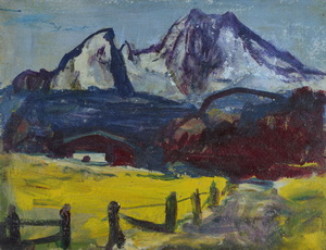 Werkverzeichnis Nr. 1449, um 1987, Watzmann, Öl auf Karton, 33,0 x 43,5 cm