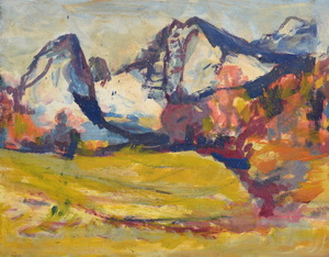 Werkverzeichnis Nr. 1461, um 1988, Watzmann, Acryl auf Karton, 38,0 x 48,0 cm