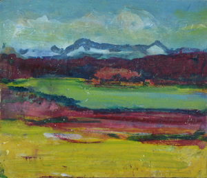 Werkverzeichnis Nr. 1479, um 1989, Großer Ostersee, Öl auf Karton, 29,0 x 33,5 cm