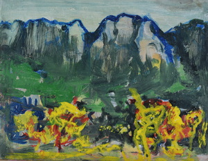 Werkverzeichnis Nr. 1694, um 1994, Reiteralpe, Berchtesgadener Land, Acryl/Öl auf Karton, 38,0 x 48,5 cm
