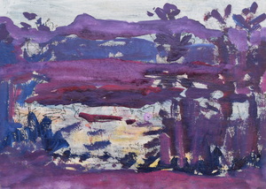 Werkverzeichnis Nr. 1734,um  1996, Ostersee, Acryl/Mischtechnik auf Karton, 38,0 x 52,8 cm