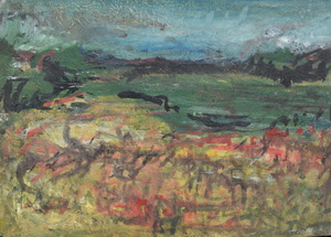 Werkverzeichnis Nr. 1743, um 1996, Innere Landschaft, Voralpen, Acryl auf Karton, 57,0 x 80,2 cm