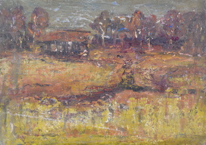 Werkverzeichnis Nr. 1735, um 1996, Dachauer Moos, Acryl, Öl auf Karton, 38,1 x 53,0 cm
