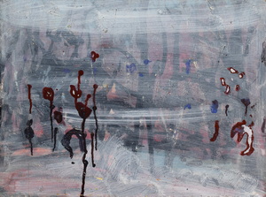 Werkverzeichnis Nr. 1781, um 1997, Nebellandschaft, Acryl auf Karton, 37,2 x 51,5 cm