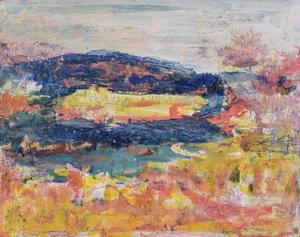 Werkverzeichnis Nr. 1788, um 1997,  Innere Landscahft, Acryl, Öl auf Hartfaser, 56,5 x 79,8 cm