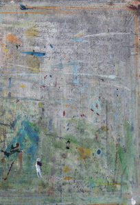 Werkverzeichnis Nr. 1580, 1990-97, Schriftbild 2, Acryl, Wachskreise und Grafit auf Karton, 56,8 x 39,3 cm
