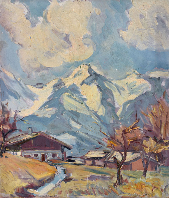 Geigelstein, 1951, Öl auf Karton, 44,7 x 38,8 cm, bez. u.l. Geigelstein 51., bez. u.r.: Geigelstein