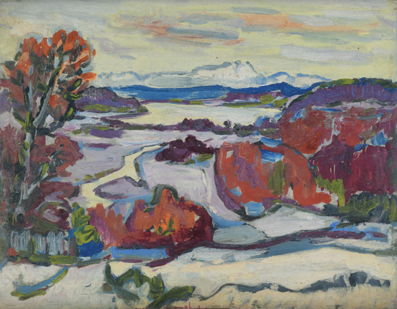  Starnberger See, Würmsee, 1979,  Acryl auf Karton 38,2 x 48,9 cm,
						bez. auf der Rückseite des Gemäldes: Würmsee Febr. 79; eine alte Bezeichnung für Starnberger See