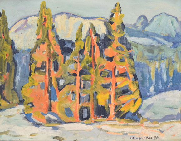 Fotschertal, 1980, Öl auf Karton, 37,8 x 49,0 cm, bez. u.r.: Fotschertal 80