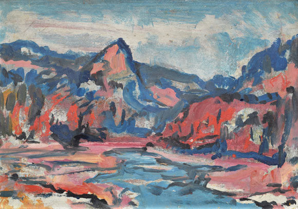 Funtensee, um 1988, Öl auf Karton, 40,0 x 56,5 cm