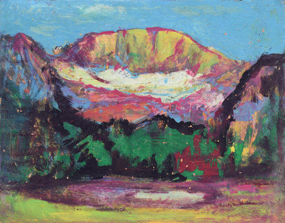 Benediktenwand, um 1989, Acryl auf Hartfaser, 56,5 x 70,6 cm